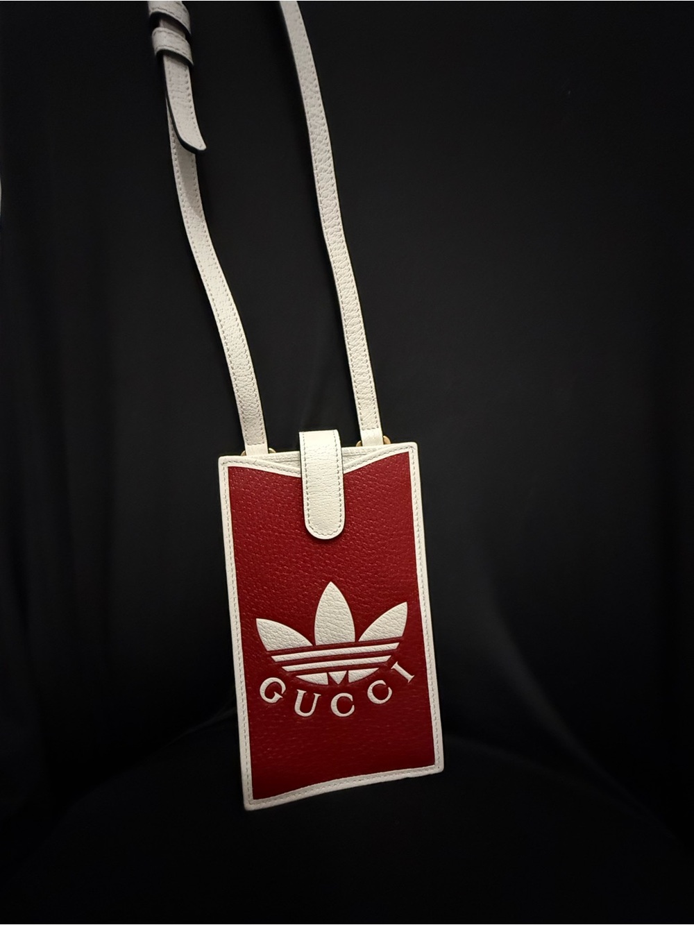 Authentic Gucci Adidas Red & White Logo Crossbody Phone Trefoil Red &  Purse